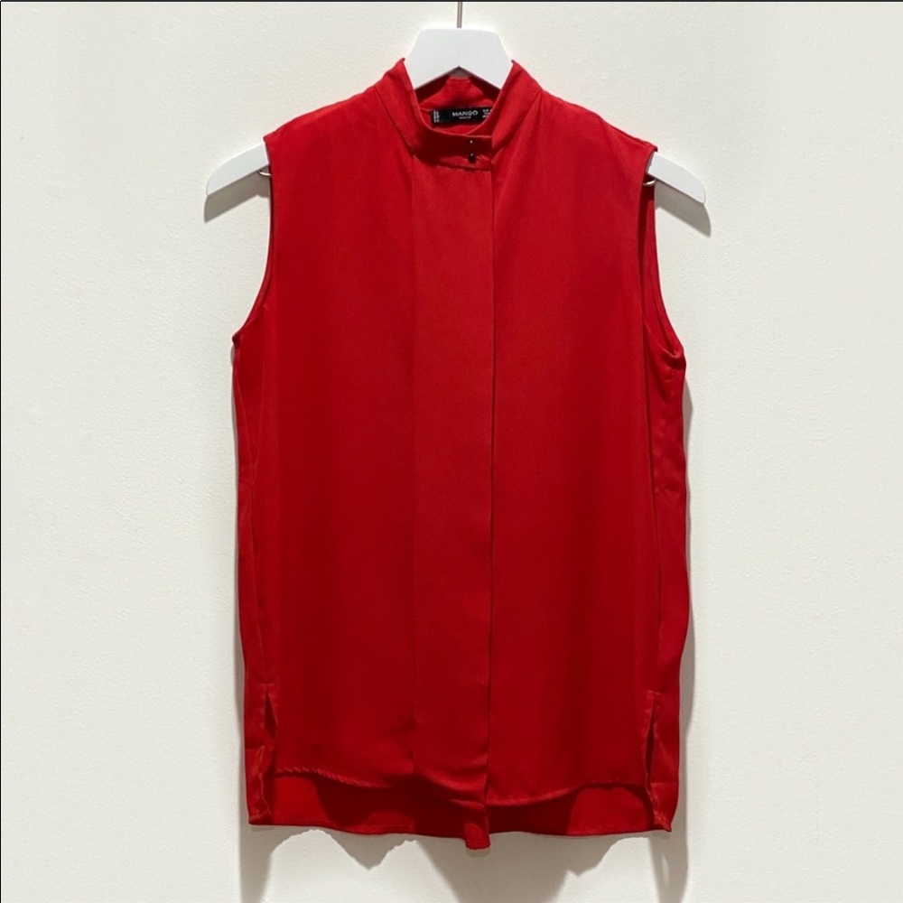 Mango sleeveless shirt top blouse red xs